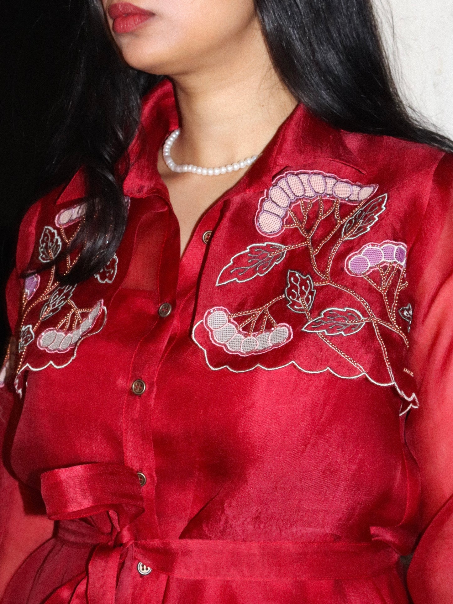 Ruby red trench dress image 1
