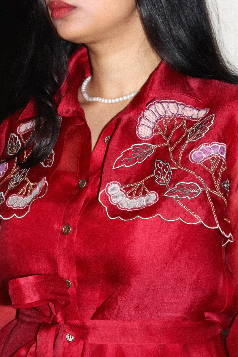 Ruby red trench dress