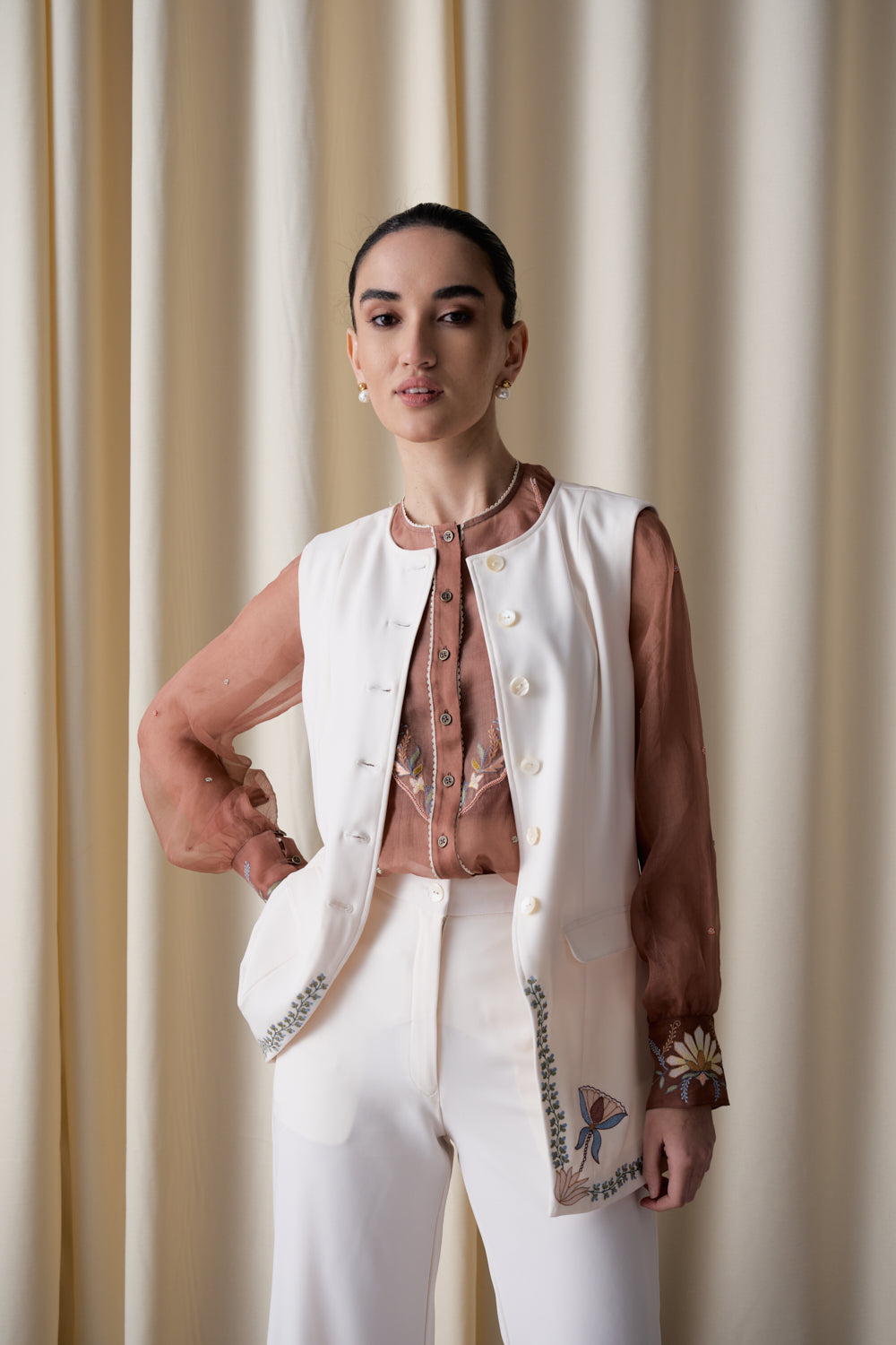 Mocha floral set (Top and pants) image 4