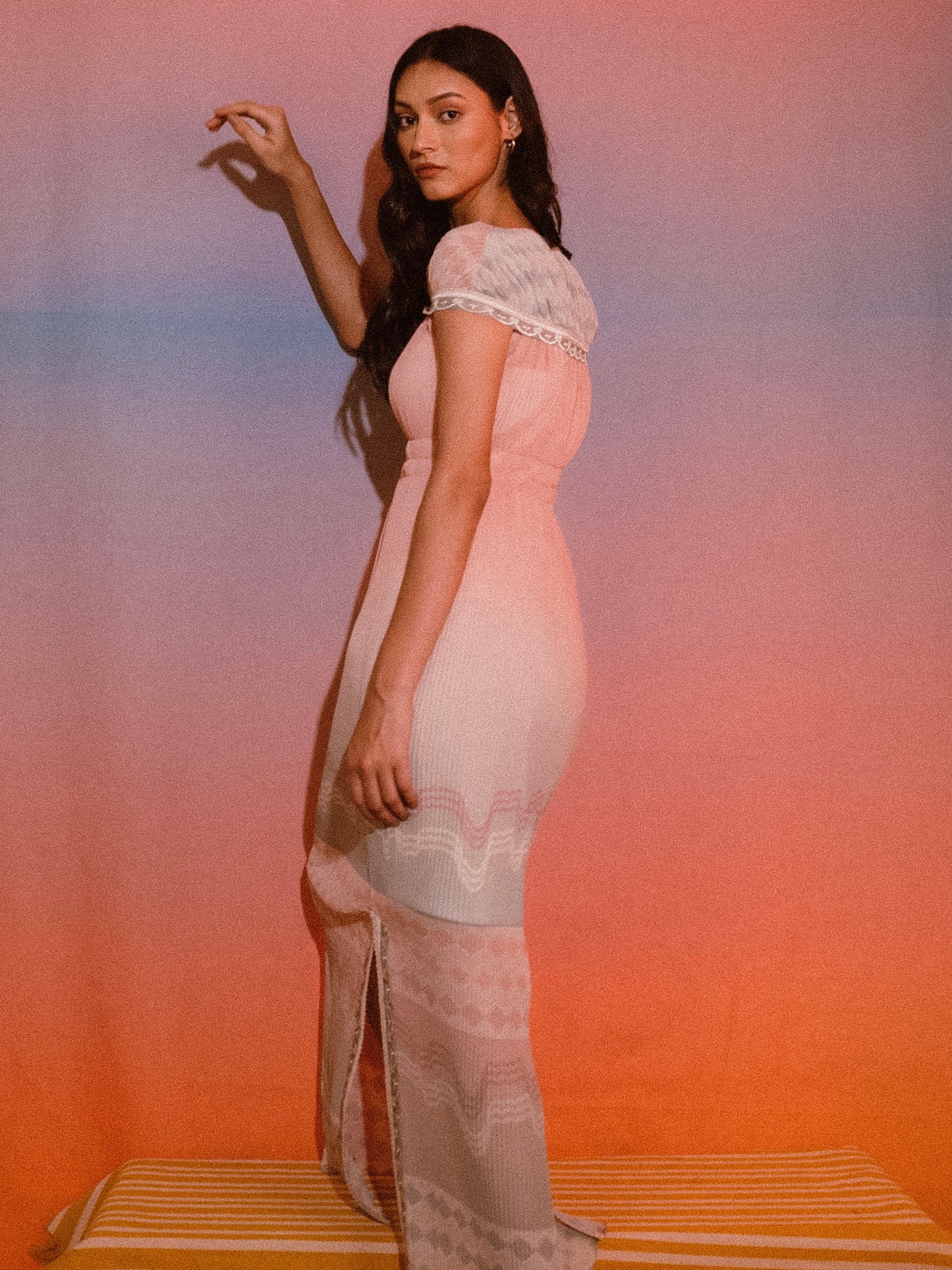 Narrow pleated georgette dress image 4