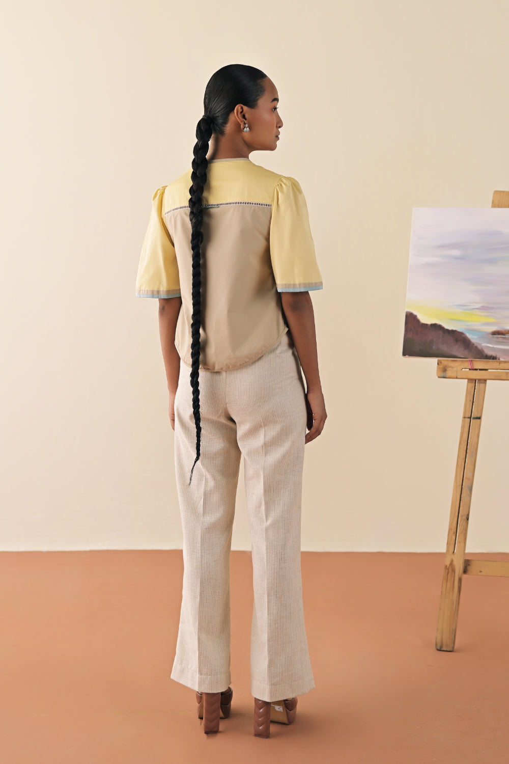 Lime trio top with textured pants image 3