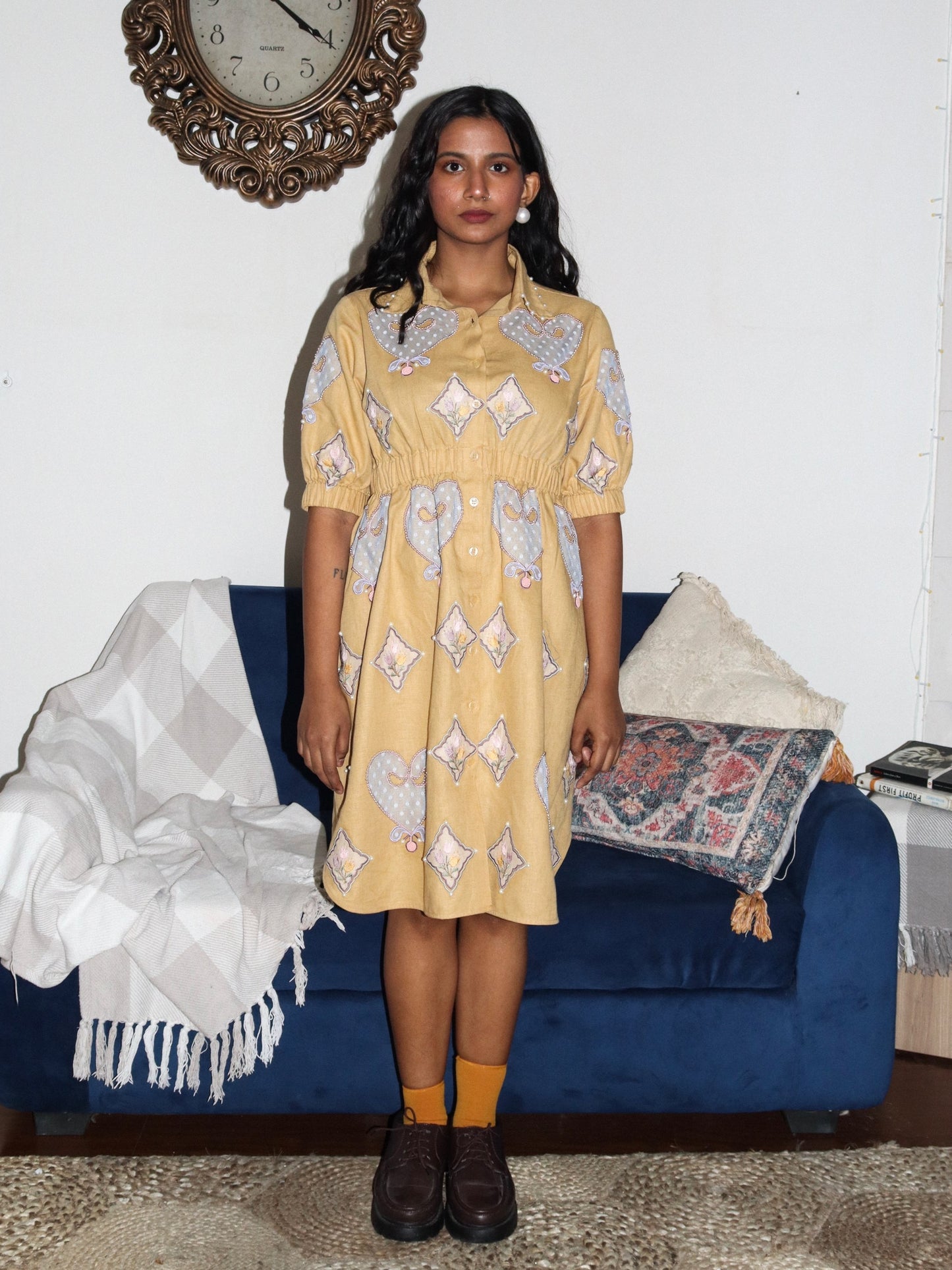 Mustard Linen shirt dress image 2