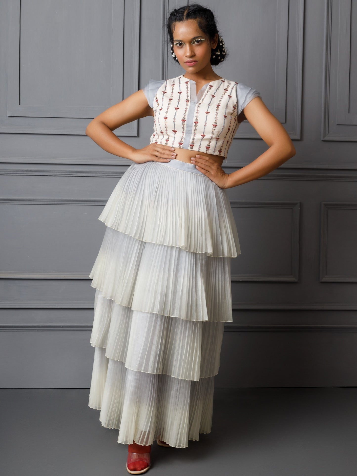 Multi layer ombre organza skirt. (Blue) image 2