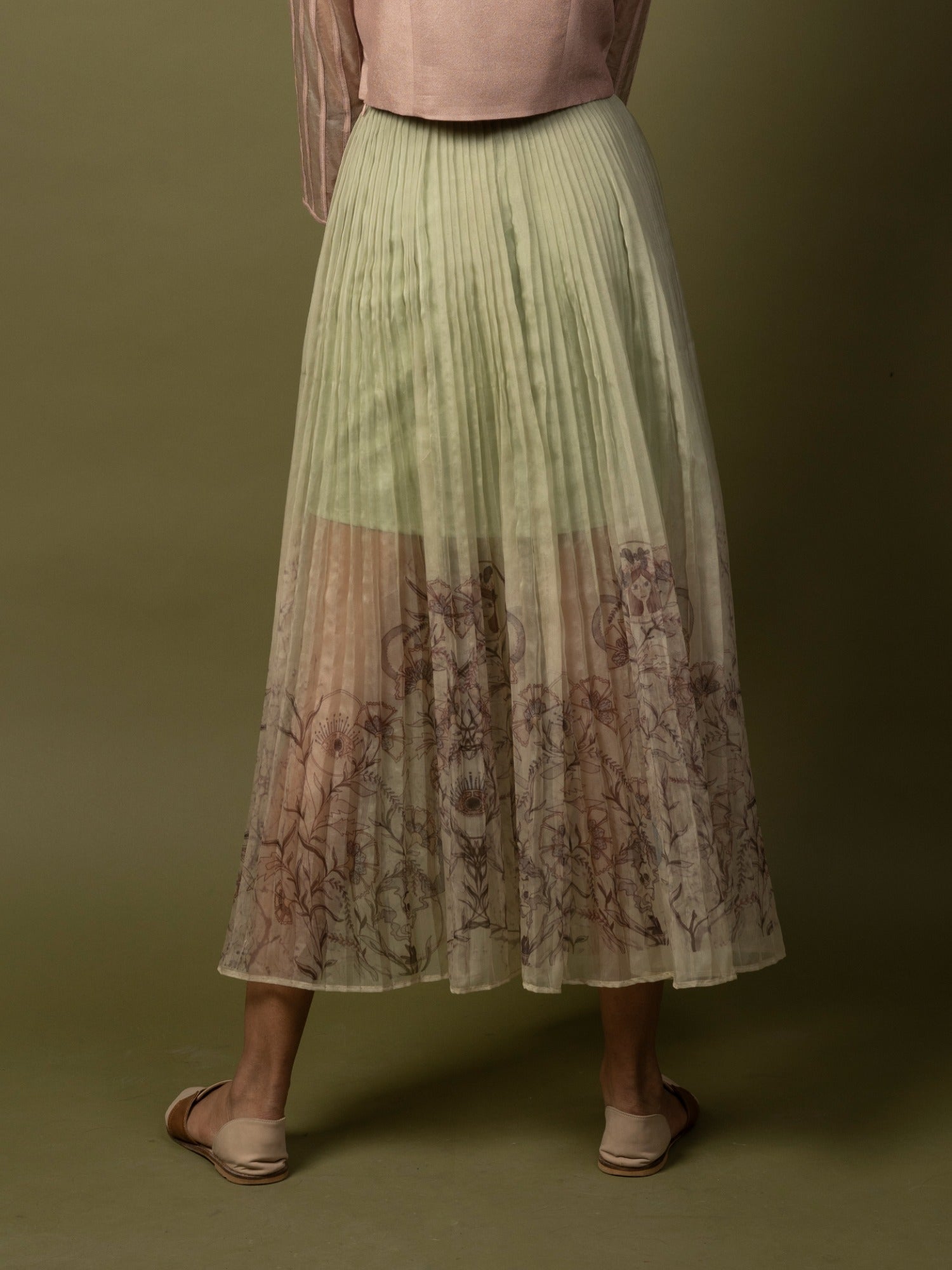 Printed organza skirt. (Green ombre) image 3