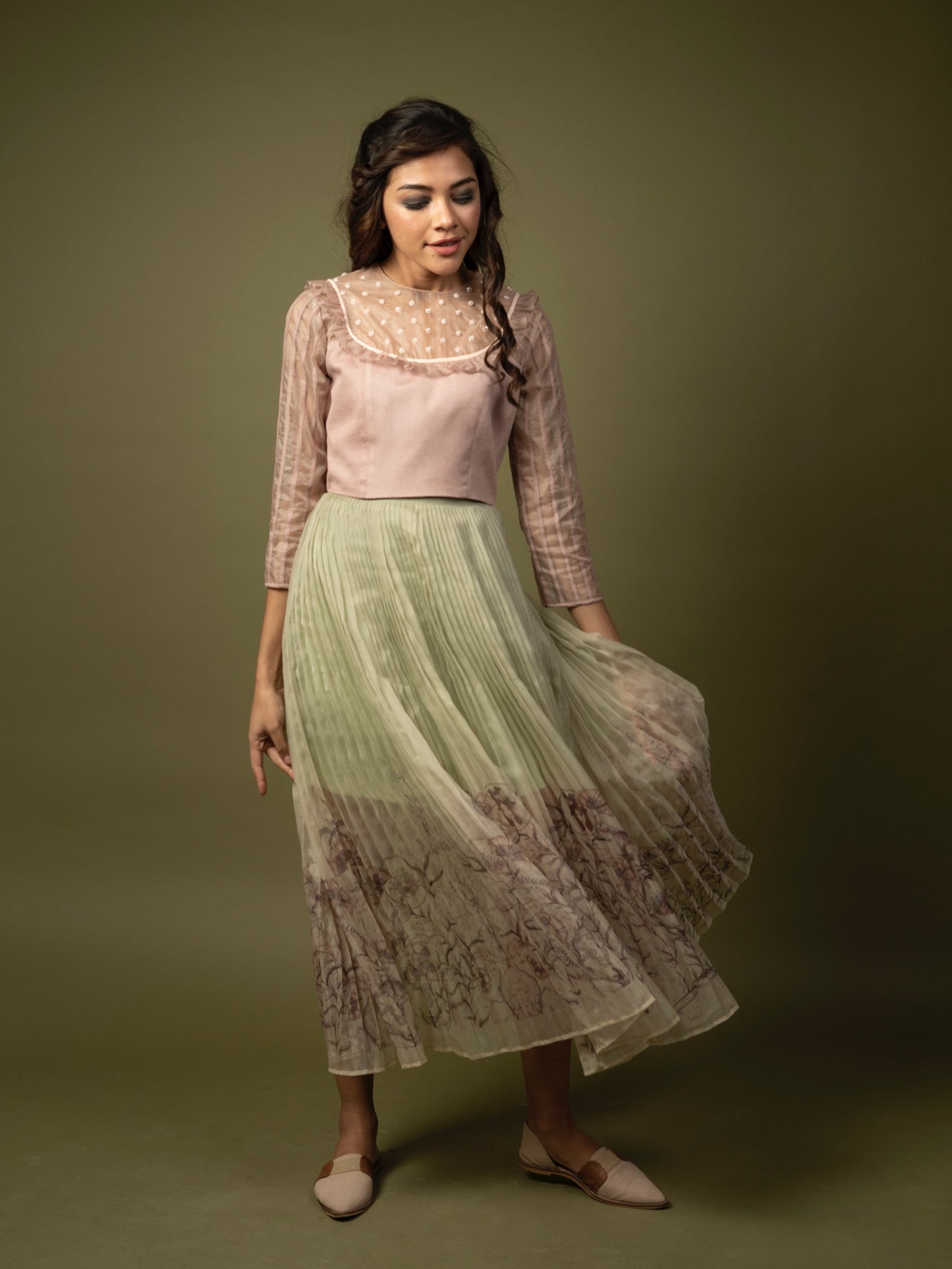 Rose gold top with organza skirt. image 1