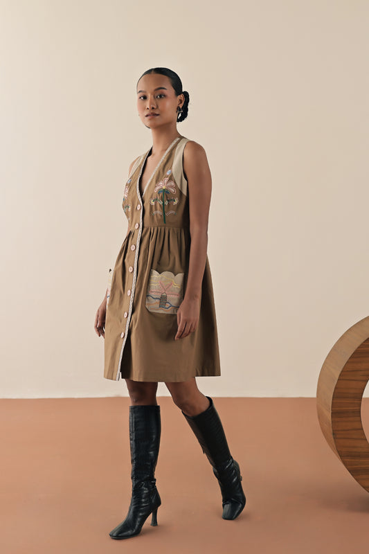 Tampa walnut embroidered dress image 0