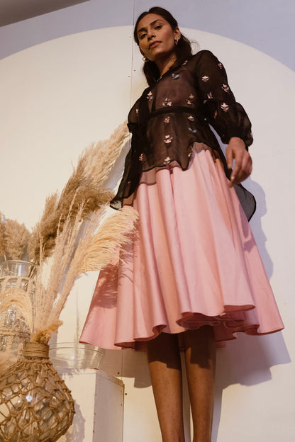 Black organza shirt with pink dress image 0