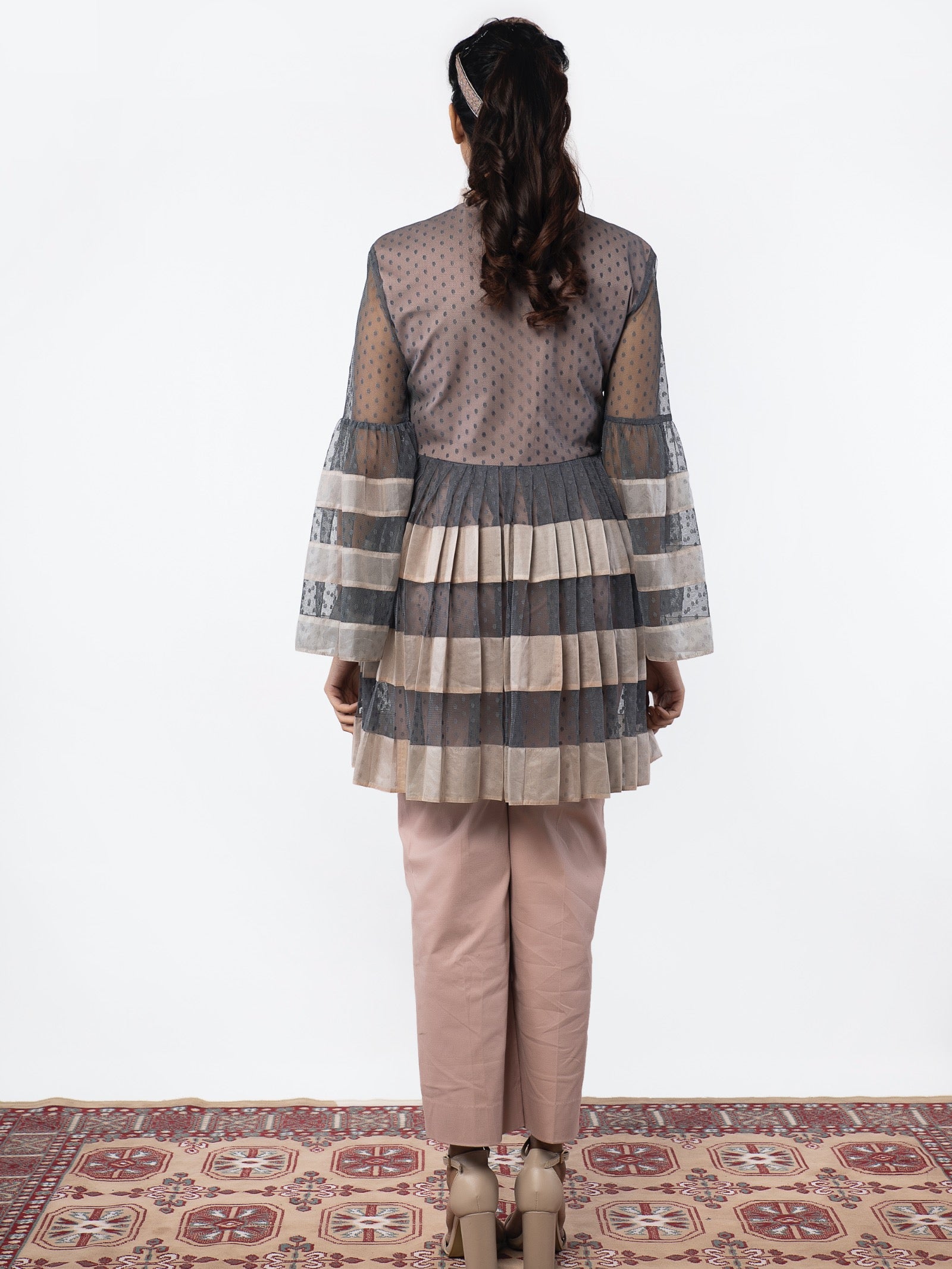 Blue patchwork tunic with straight fit pants image 2