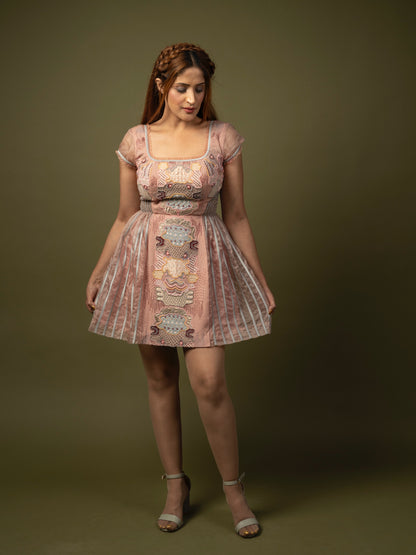 Patchwork embroidered skater dress. image 2
