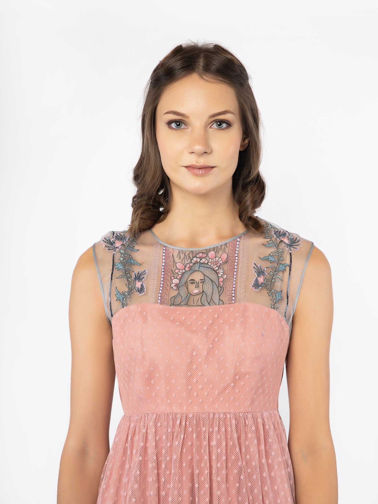 Pink frill skater dress image 2