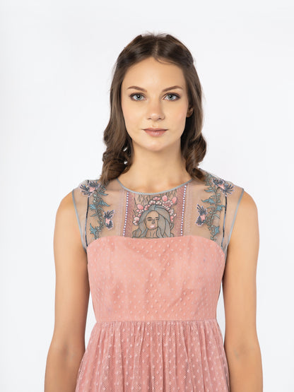 Pink frill skater dress image 2