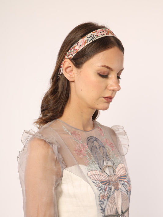 Hand embroidered beetle hair band. image 0