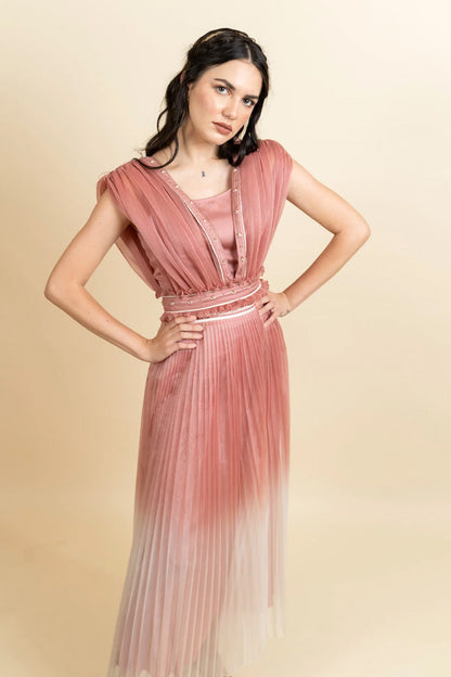 Draped organza top with skirt. (Blush pink)