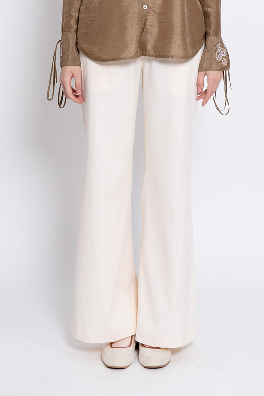Ivory Cotton Tencel Pants