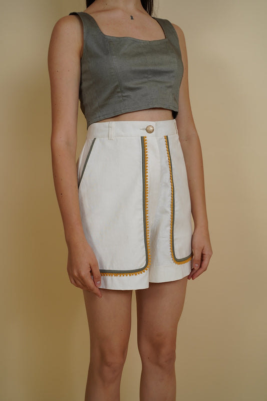 Ivory linen shorts image 0