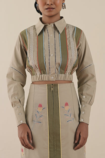 Stripe crop shirt image 2