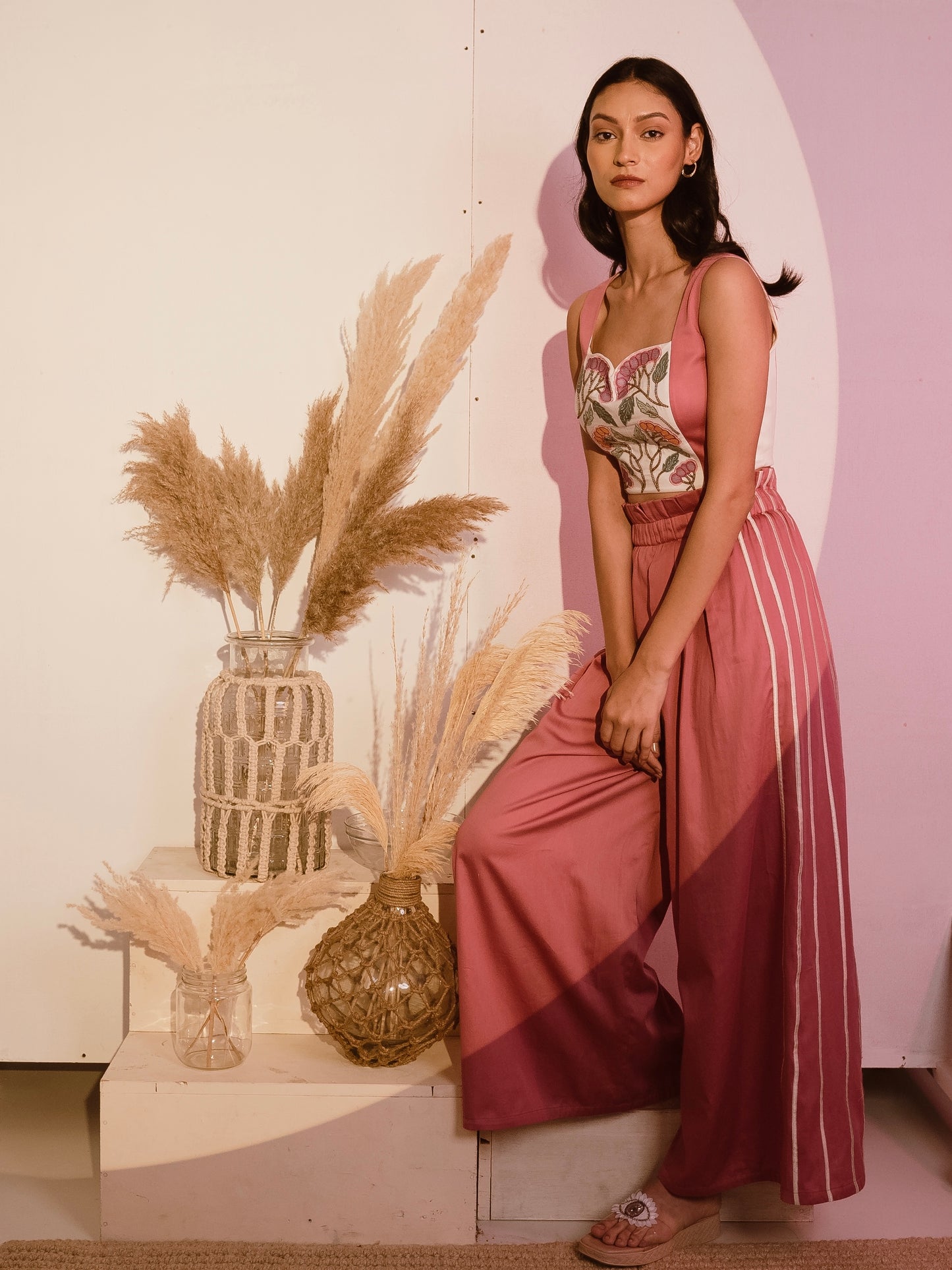 Pink flare pants image 1