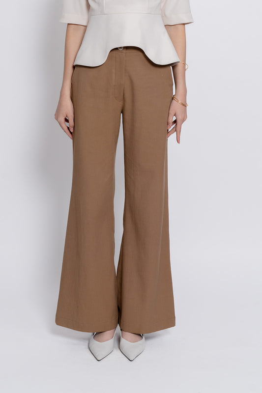 Brown cotton Tencel Pants