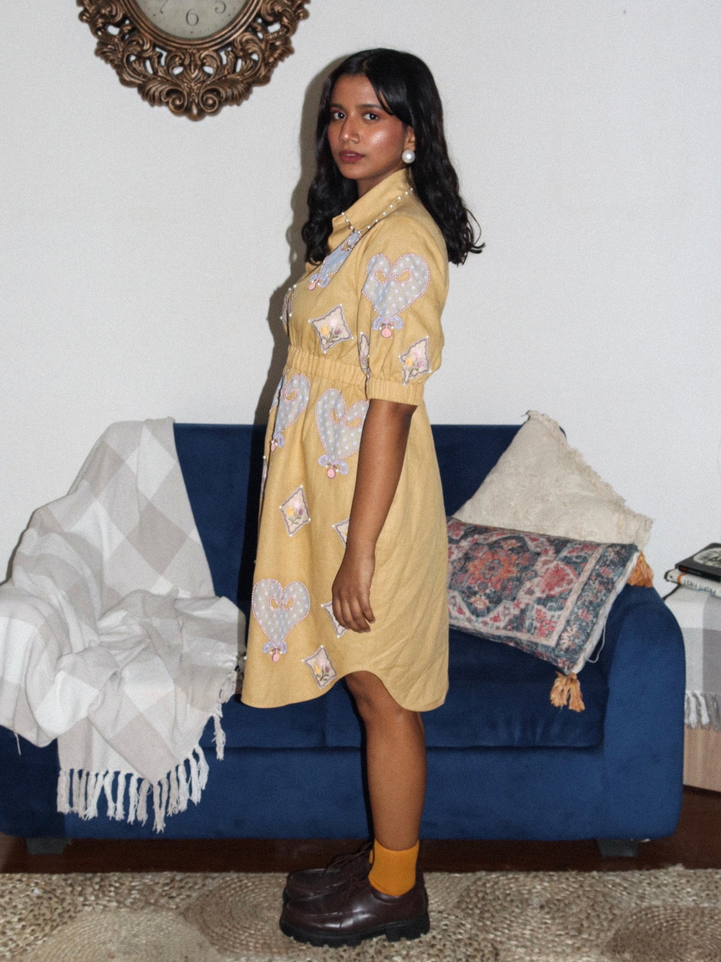 Mustard Linen shirt dress image 3