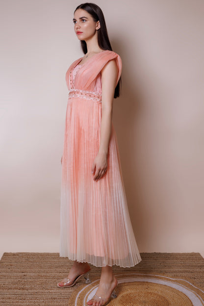 Salmon monochrome drape dress image 0