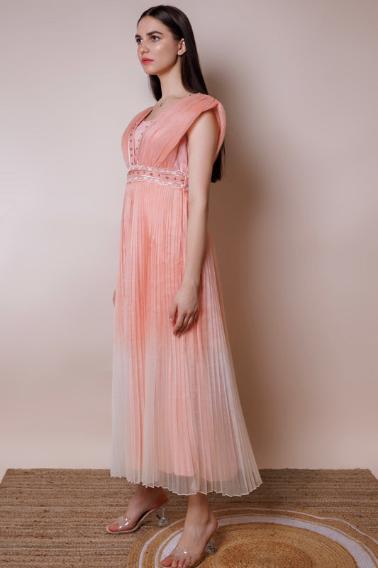 Salmon monochrome drape dress image 0