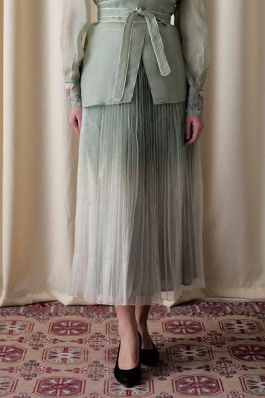 Sage ombré Pleated Skirt