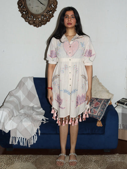 Ivory linen shirt dress image 0