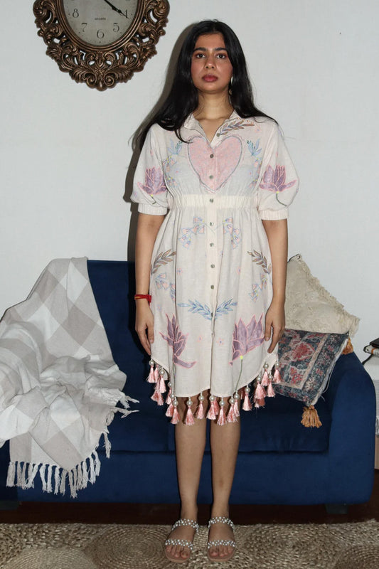 Ivory linen shirt dress