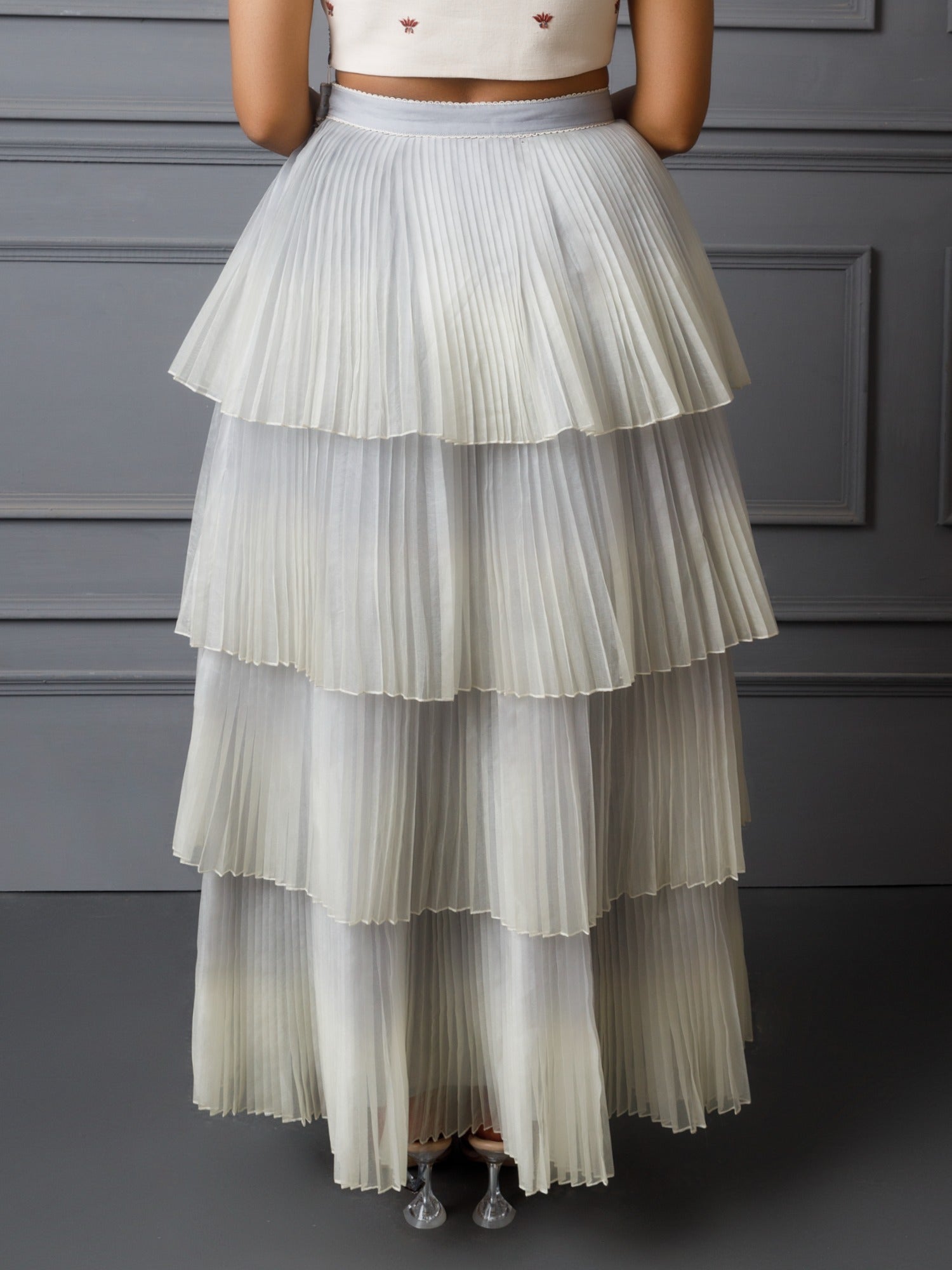 Multi layer ombre organza skirt. (Blue) image 1