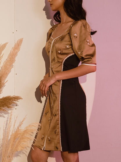 Short satin dress (Golden) image 2
