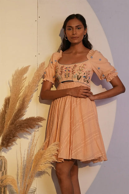 Peach embroidered dress