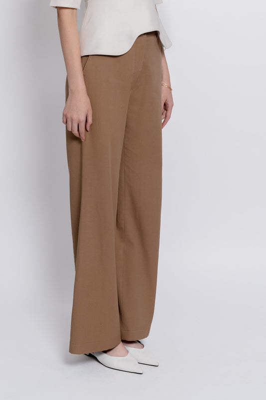 Brown cotton Tencel Pants
