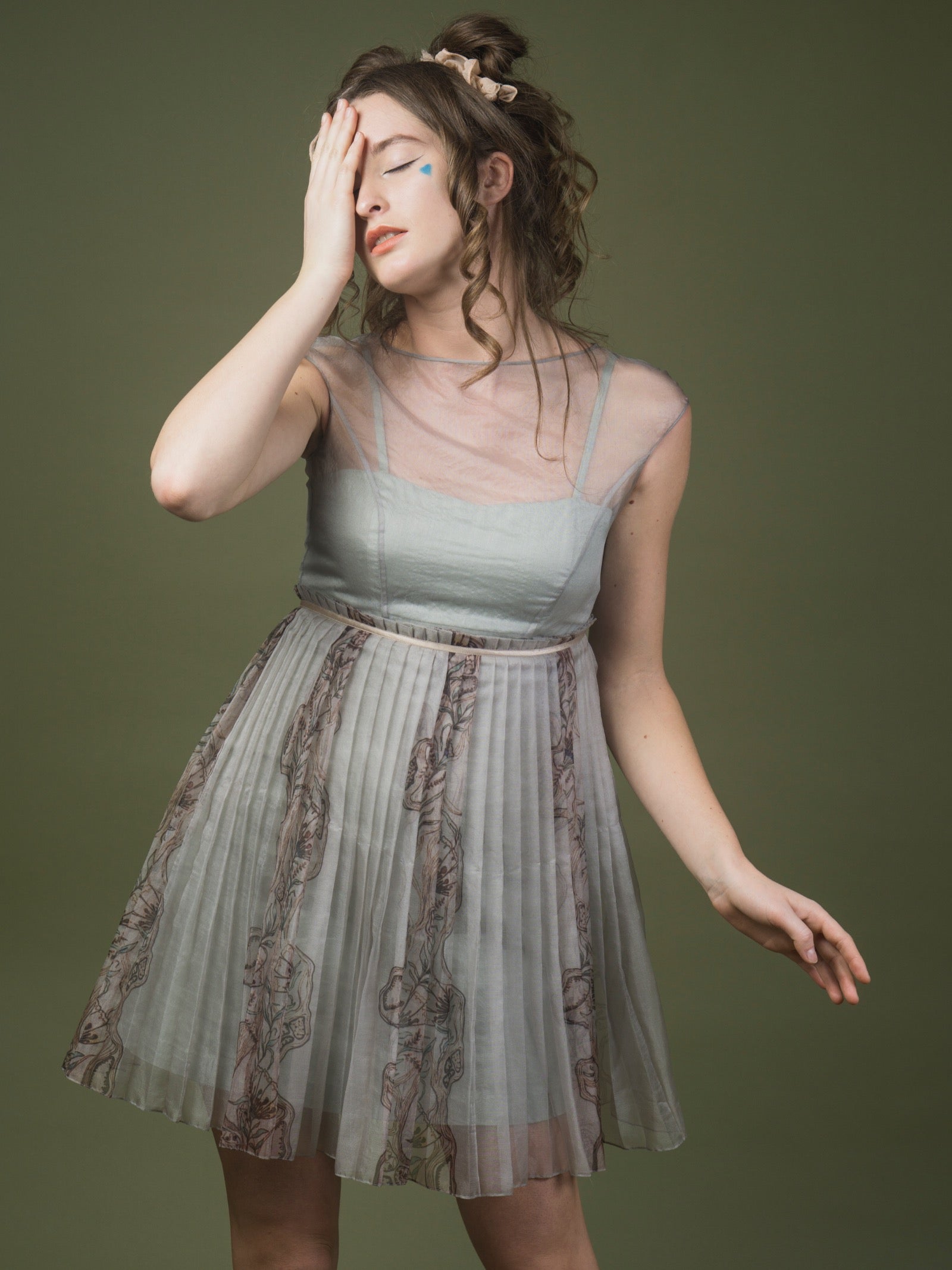 Organza pleated dress. image 2