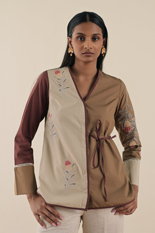 Triad wrap around top with textured pants image 1