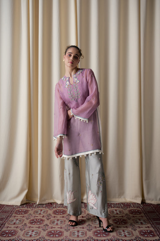 Lilac sheer tunic ensemble image 1