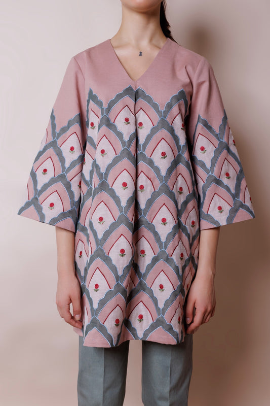 Pink patch work tunic image 0