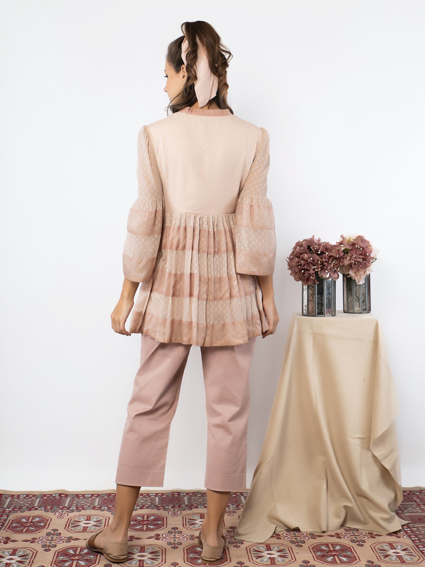 Pink patchwork tunic with straight fit pant image 2
