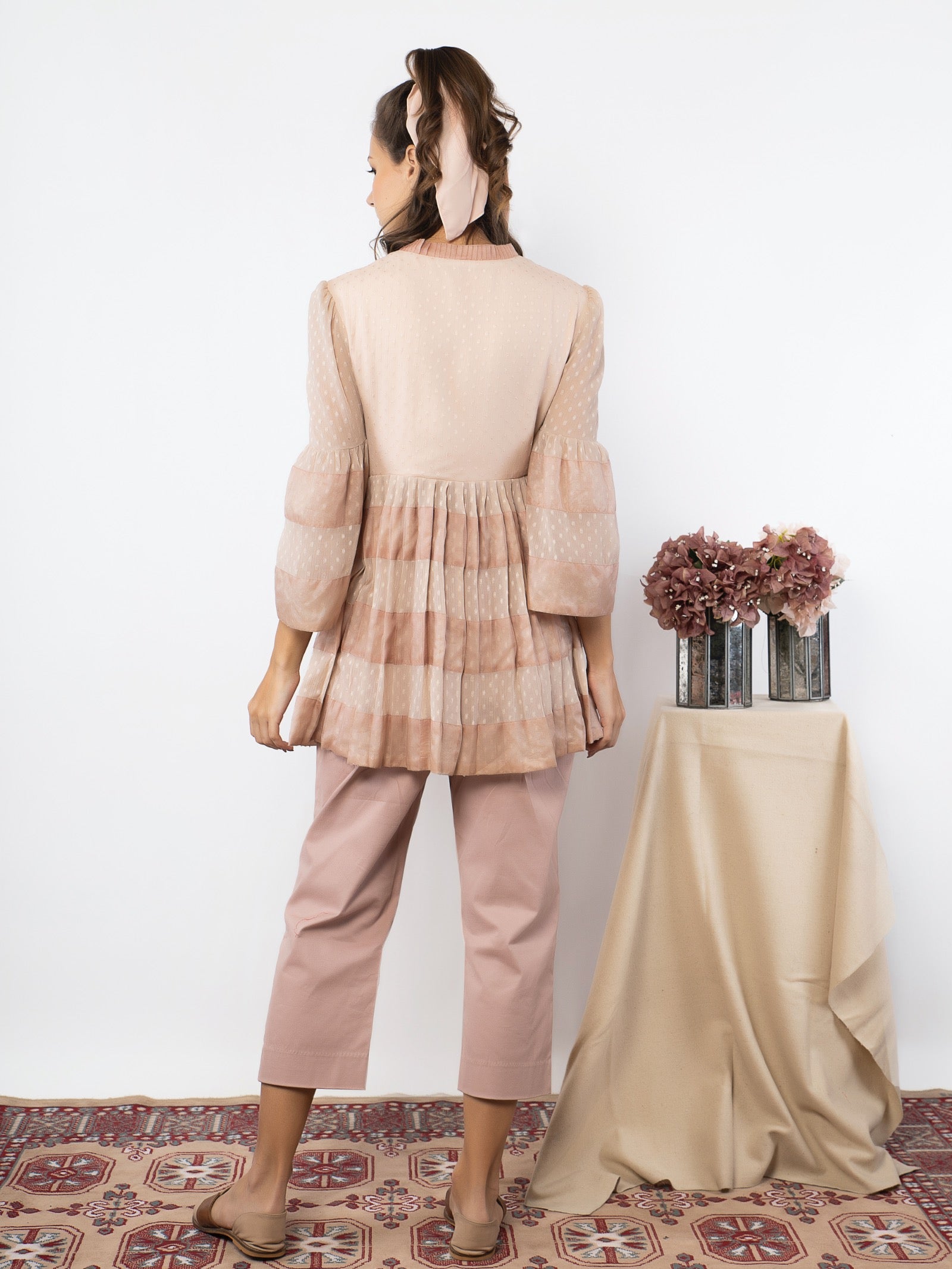 Pink patchwork tunic with straight fit pant image 2