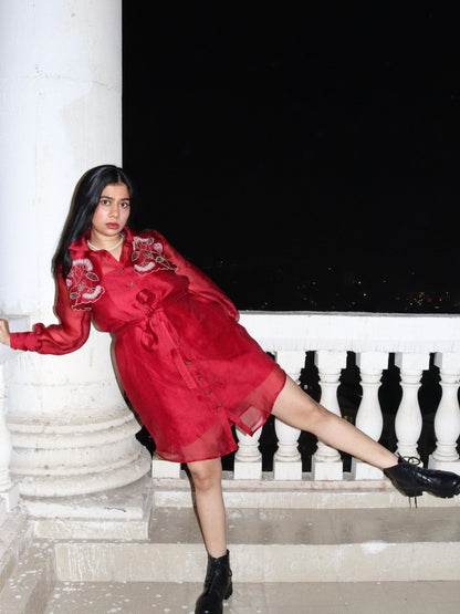 Ruby red trench dress image 2
