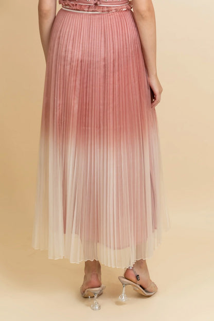 Pleated organza skirt. (Rose gold)