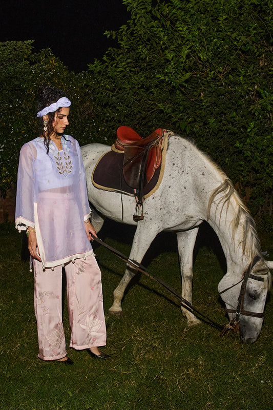 Powder blue tunic ensemble