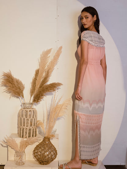 Narrow pleated georgette dress image 2
