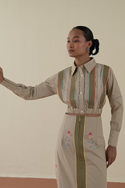 Stripe crop shirt image 0