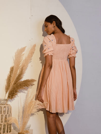 Peach embroidered dress image 2