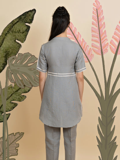 Stripe detail tunic and pants. (Gray) image 2