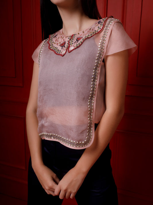 Co-ord set with with embroidered organza over top. image 0