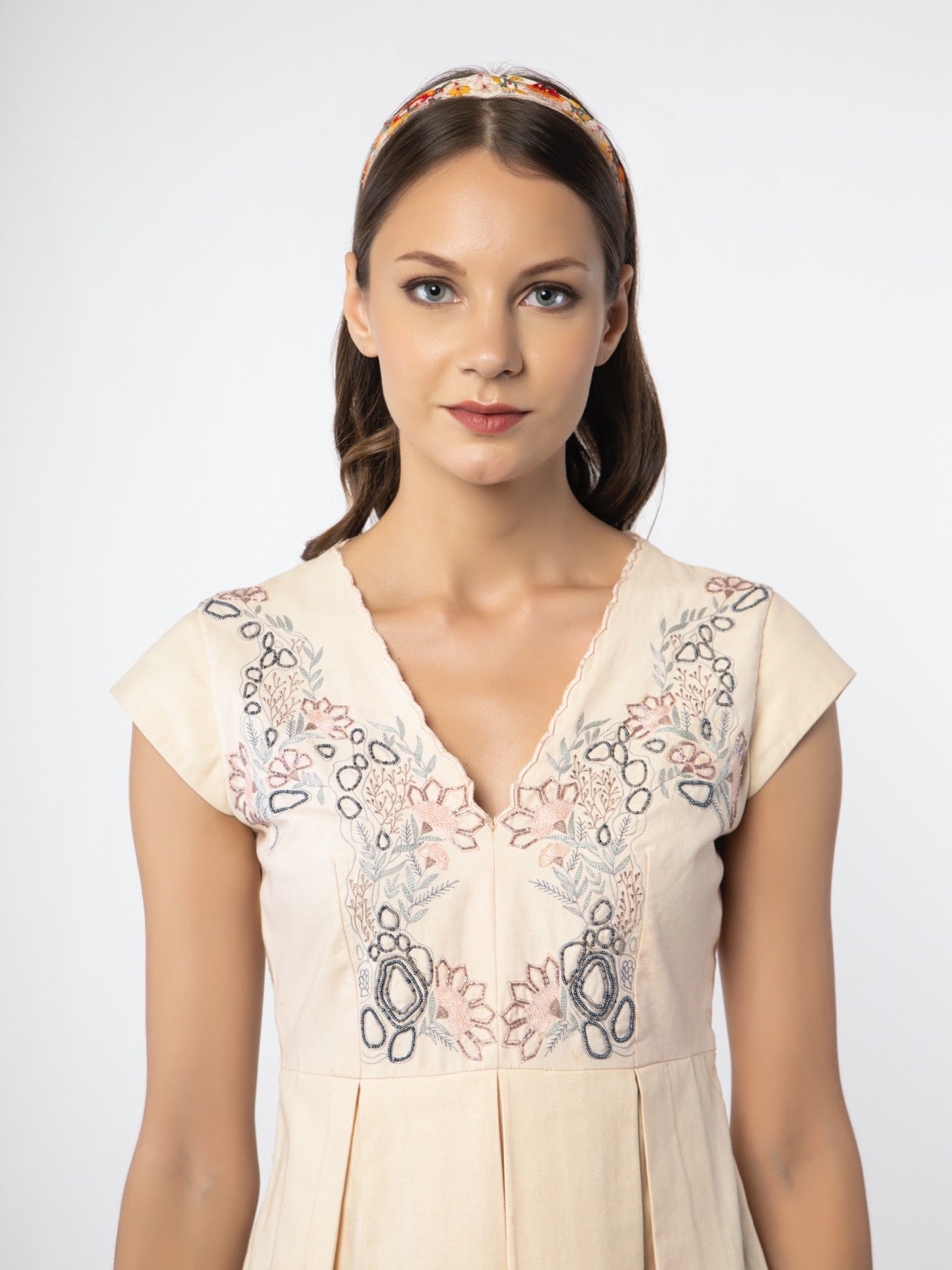 Box pleated calf length dress. image 0