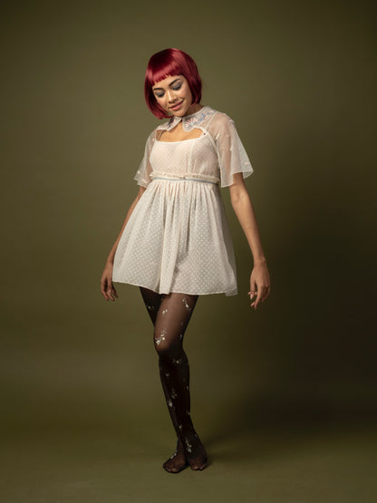 Dotted chiffon dress with collar. image 3