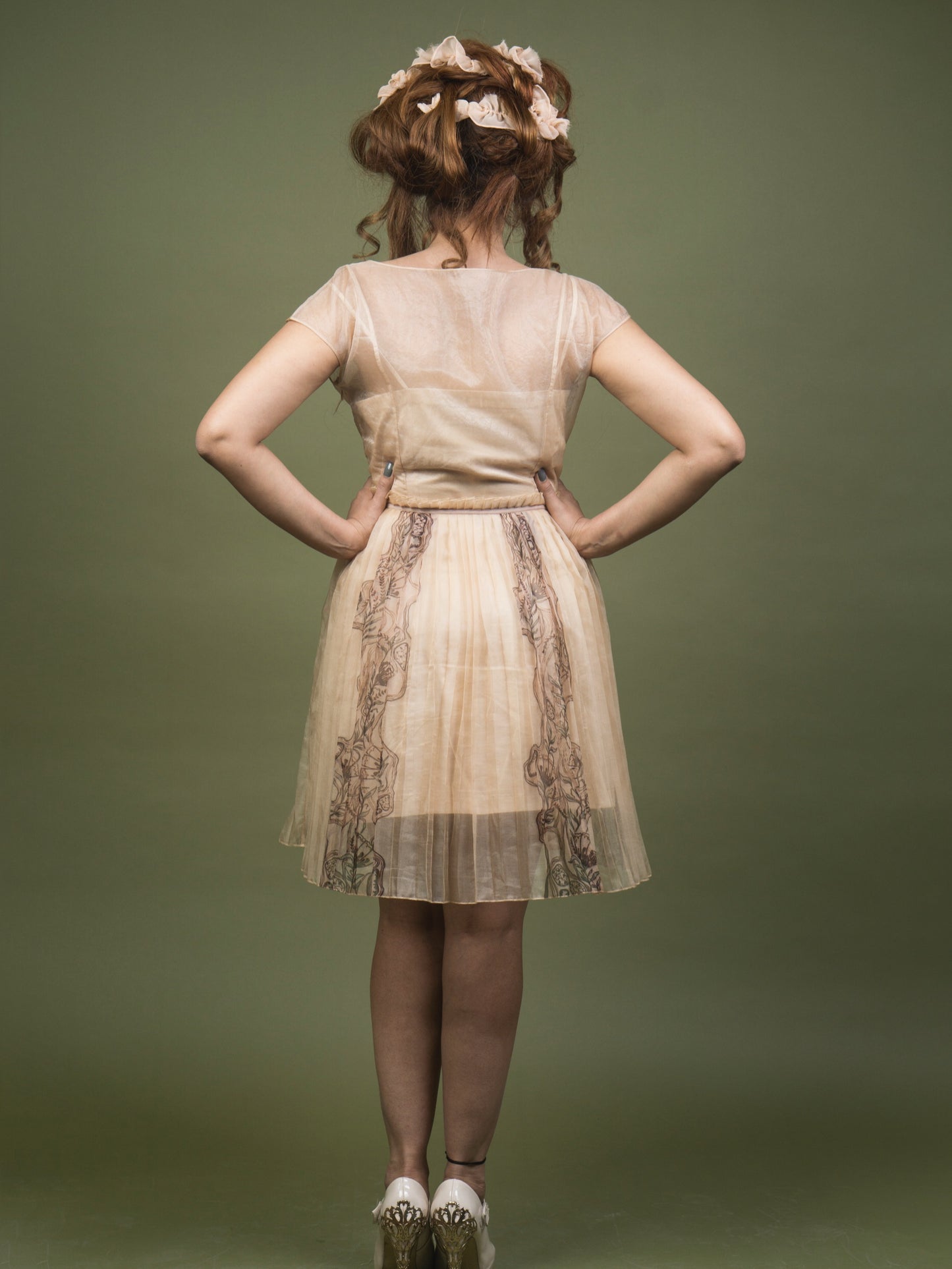 Organza pleated dress. image 2