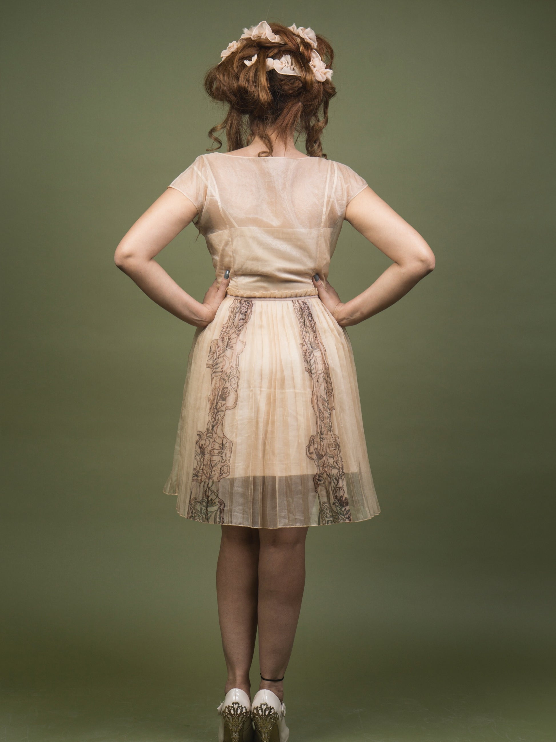 Organza pleated dress. image 2